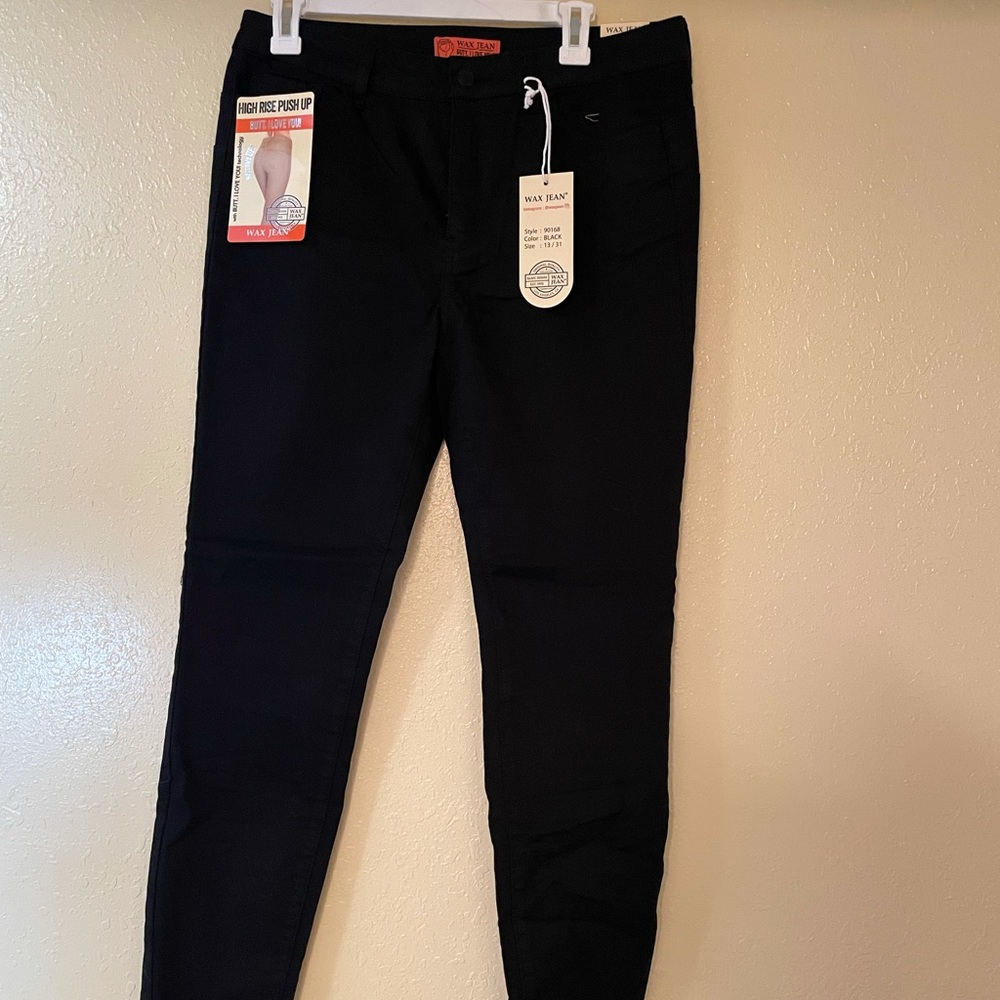 Wax Jean High Waisted Push Up Black Jeans